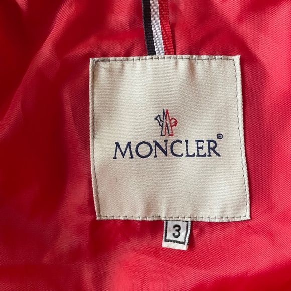 Women’s Red Moncler Down Puffer Jacket with Real Rabbit Fur lined hood Size 3 - Picture 9 of 13
